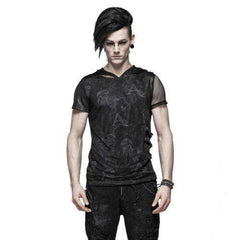 Punk Print Short Sleeve Hooded T-Shirt