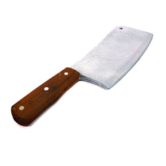 Plastic Kitchen Cleaver Blade Knife Prop - SILVER - Silver Blade with Brown Handle