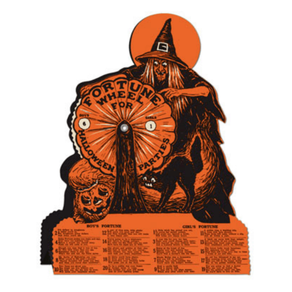 Vintage Halloween Witch Fortune Wheel Game