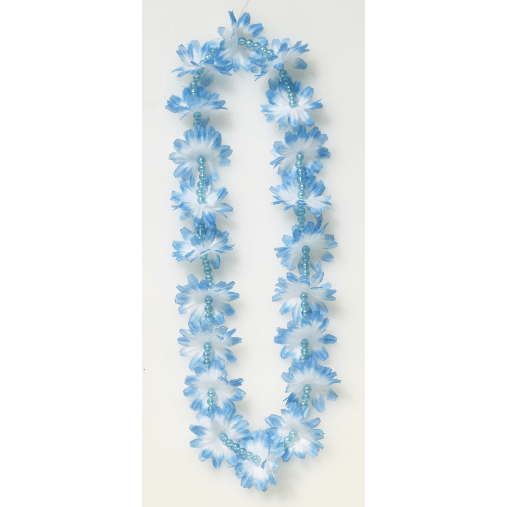 Light Blue Flower Lei with Beads