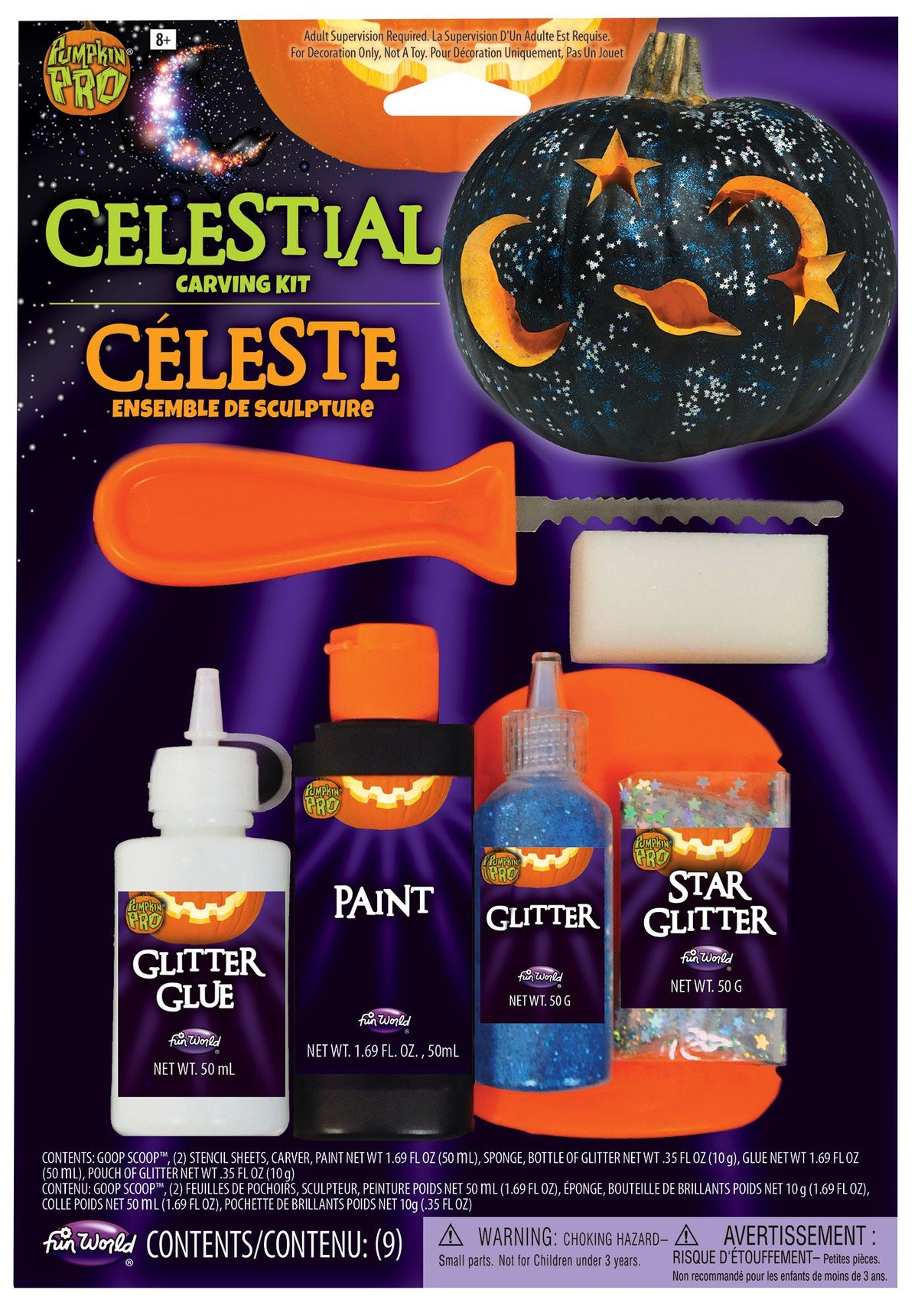 Celestial Pumpkin Carving Kit w/ Glitter, Glue and Paint