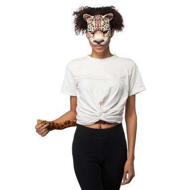 Brown Leopard Jungle Cat Mask and Tail Set