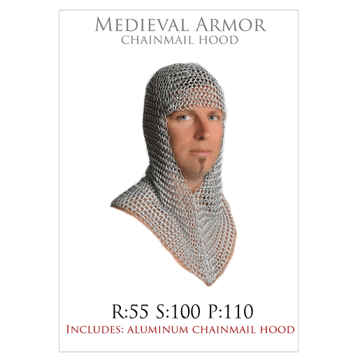 Medieval Aluminum Chainmail Hood (Lightweight)