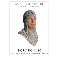 Medieval Aluminum Chainmail Hood (Lightweight)