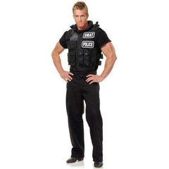 Deluxe Black SWAT team Tatical Vest STD Adult Costume