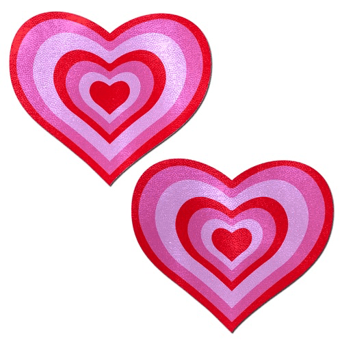 Red & Pink Radial Heart Nipple Pasties