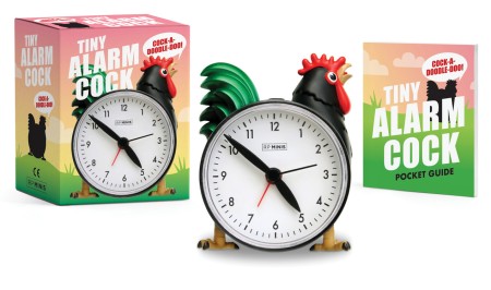 Tiny Alarm Cock: Functional Mini Analogue Clock w/ Rooster Sounds & Mini Book