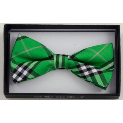Green Plaid Checker Bow Tie