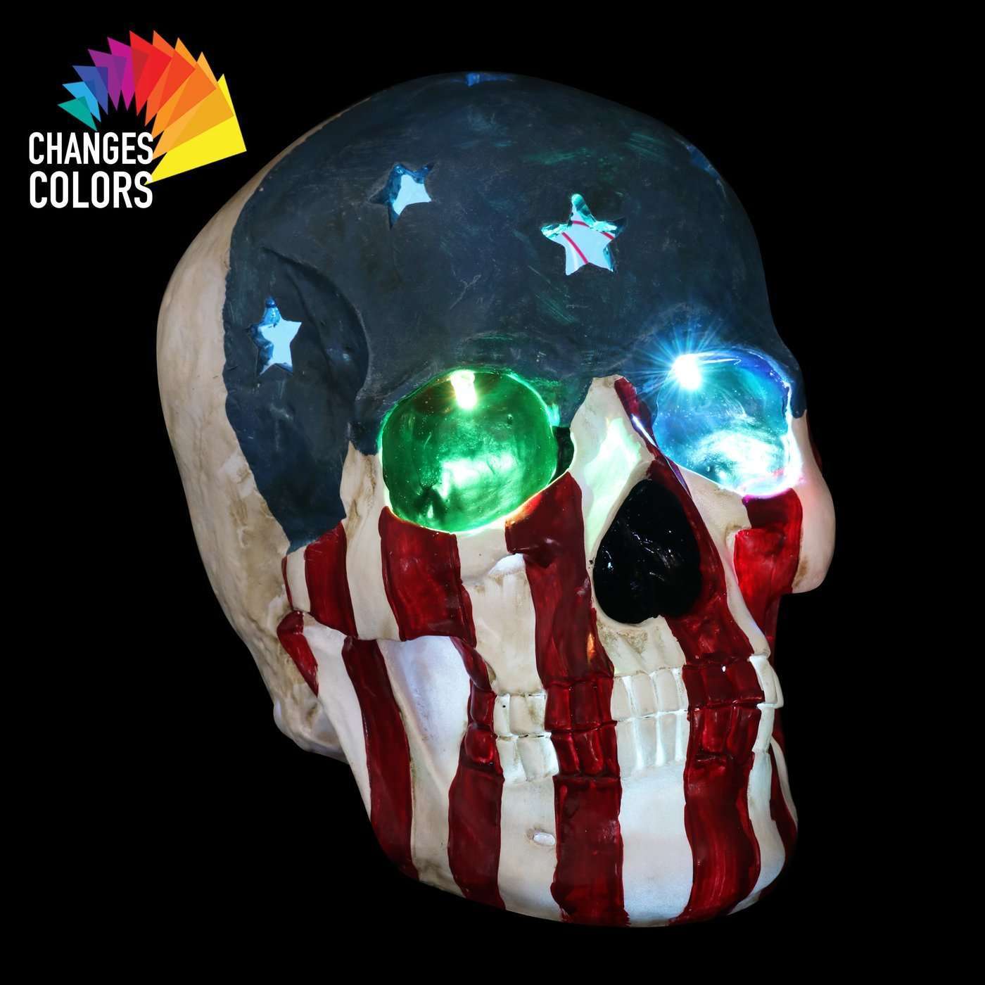 Skull With USA Flag and LEDs