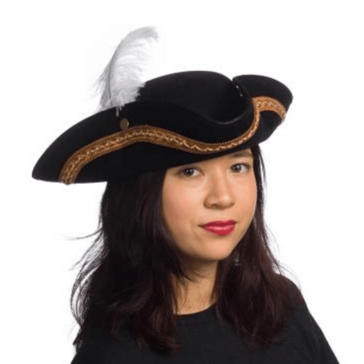 HMS Women's Faux Leather Pirate Hat, Black