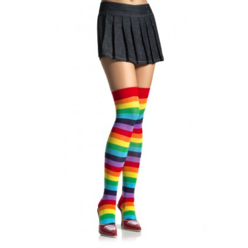 Spandex Rainbow Striped Thigh Highs