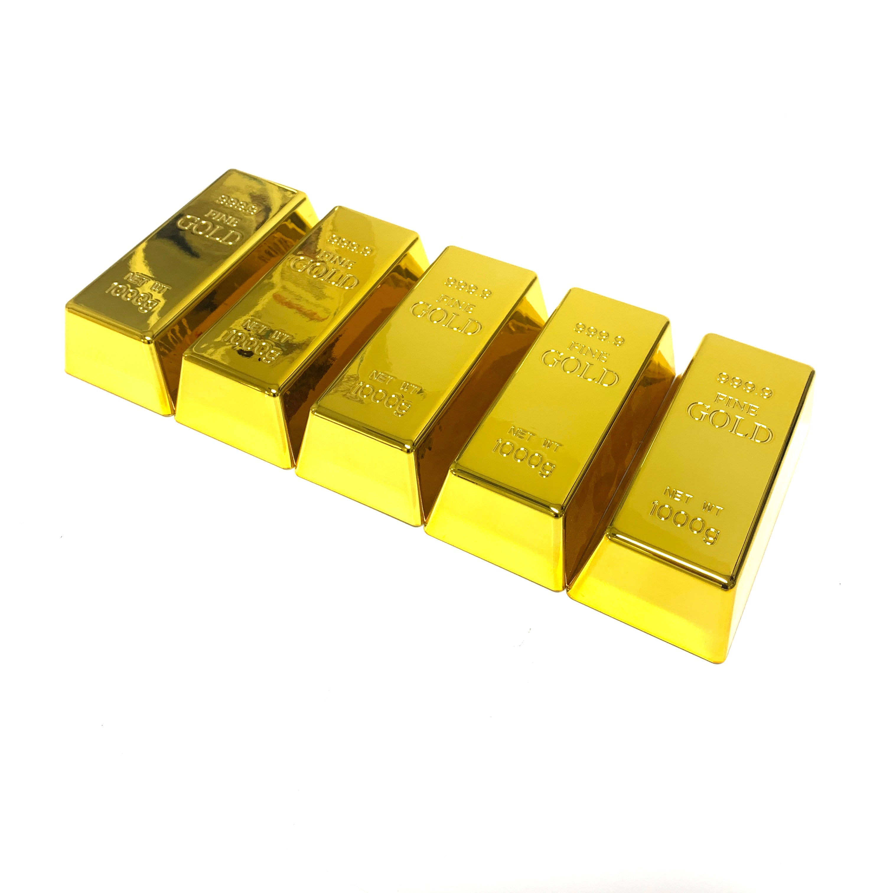 Large Gold Bar Plastic Replica - Weighted Filled Prop