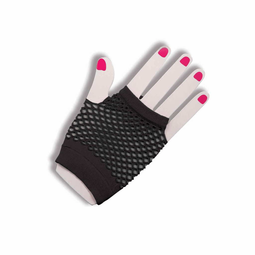Black Short Fingerless Fishnet Gloves