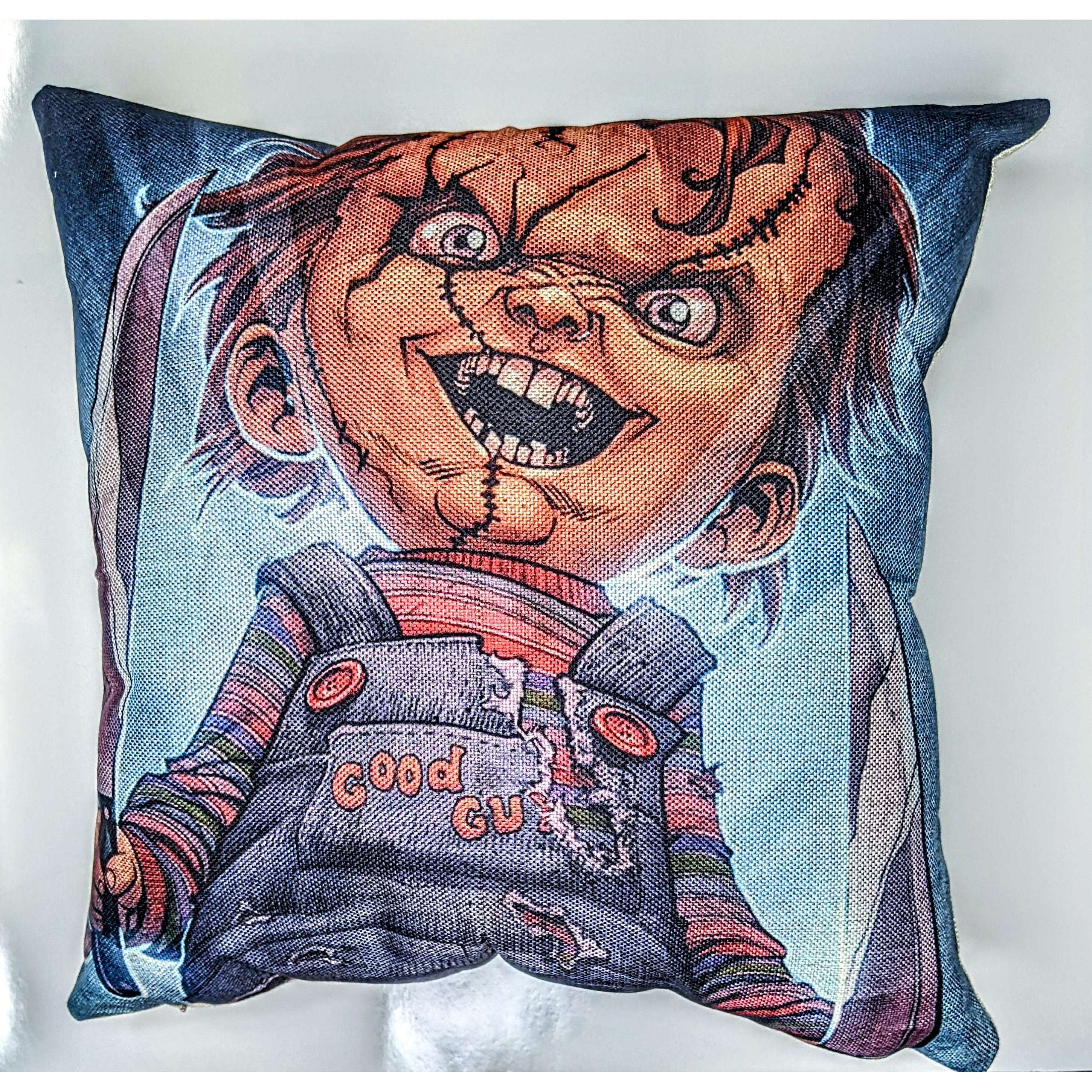 Evil Doll Throw Pillow