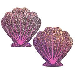 Lilac and Pink Glitter Seashell Nipple Pasties