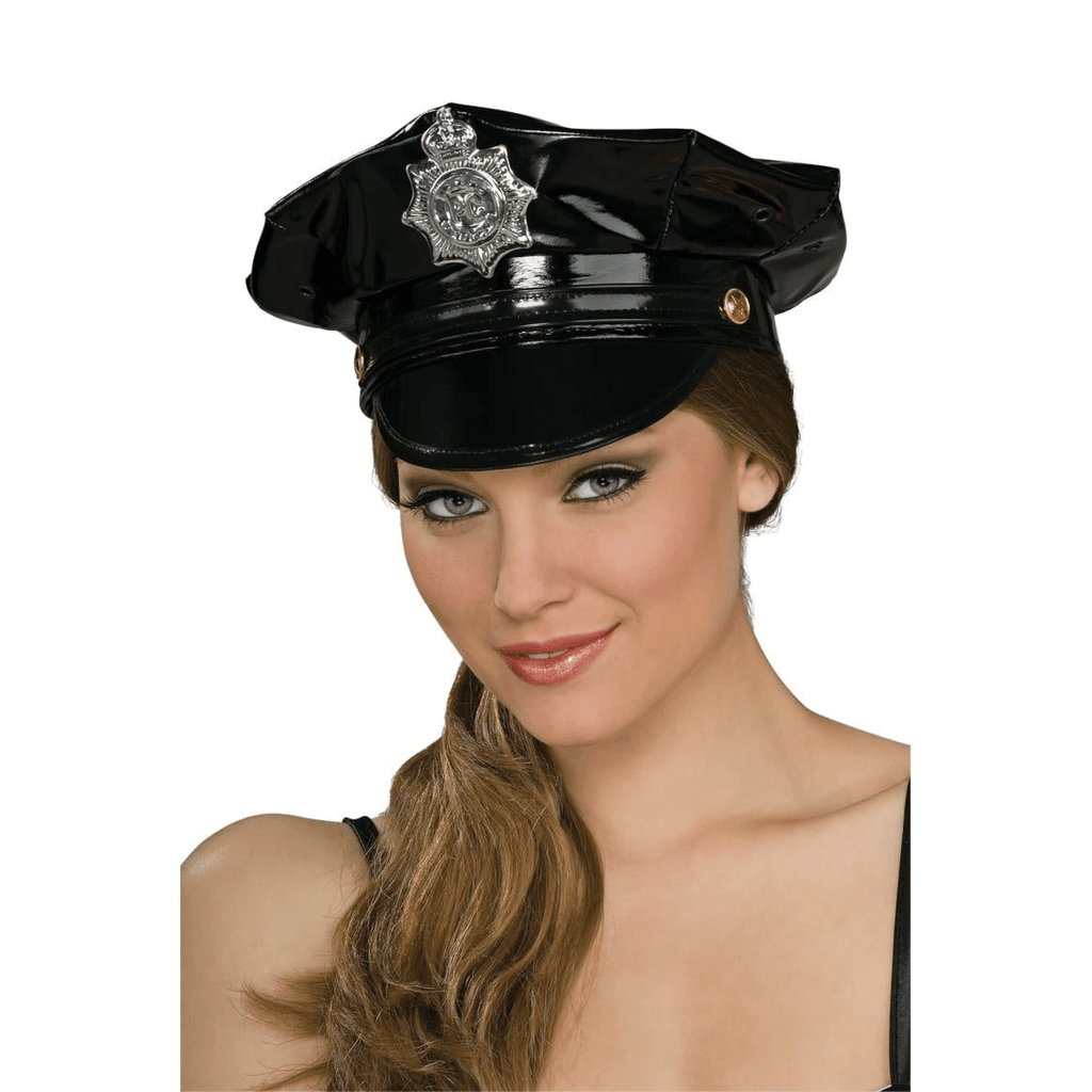 Black Vinyl Adult Police Hat