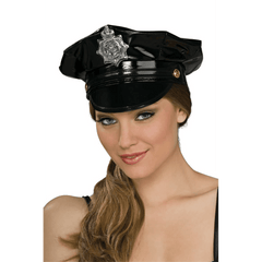 Black Vinyl Adult Police Hat