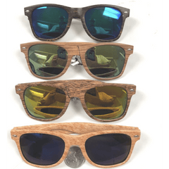 Wood Grain Framed Revo Lens Sunglasses