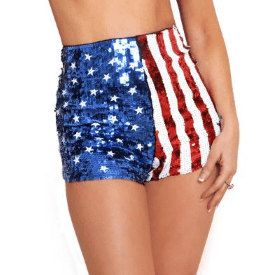Stars & Stripes Sequin High Waisted Shorts