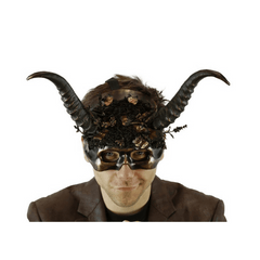 Forest Style Mask with Horns and Floral Decoration