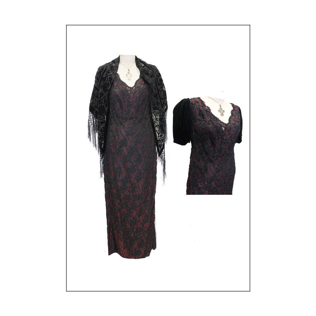 Mesmerizing Black Widow Adult Costume w/ Dress, Shawl and Necklace