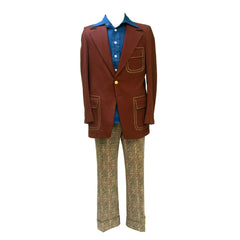 Deluxe Authentic Vintage 1970s Burgundy Leisure Suit Adult Costume