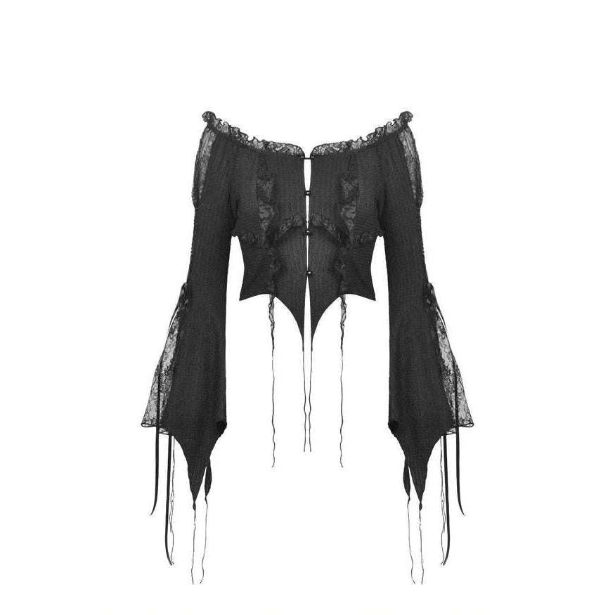Gothic Frilly Tasseled Black Top
