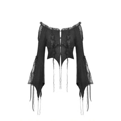 Gothic Frilly Tasseled Black Top