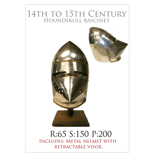 14th to 15th Century Houndskull Bascinet Helmet