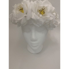 White Medium Rose Flower Headwrap
