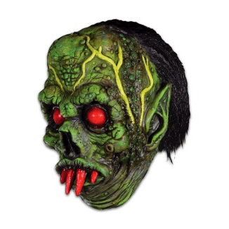 Horrifying Green Ghoul Mask with Red Eyes and Teeth