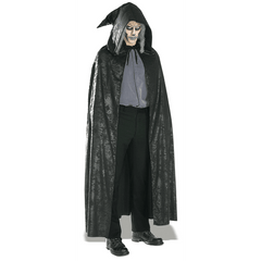 Black Distressed Suede Look Full Length Adult Hooded Cape
