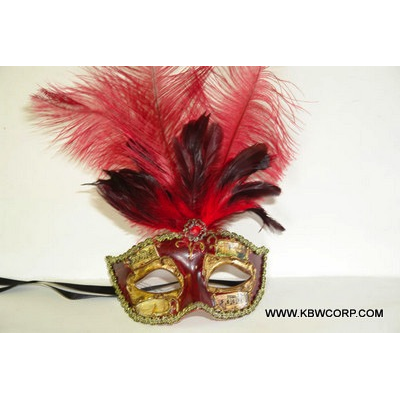 Assorted Venetian Mask with Musical Note Detail and Feathers