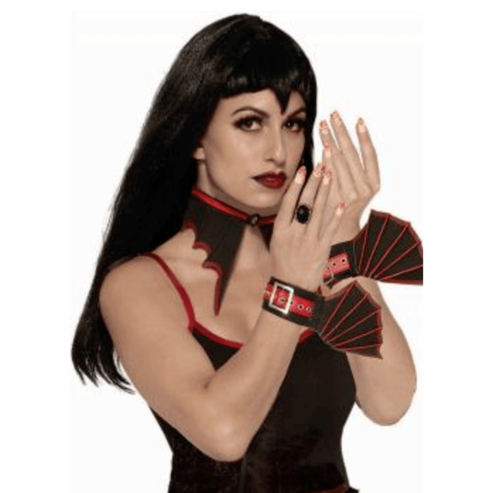 Black & Red Adult Vampiress Wrist Cuffs