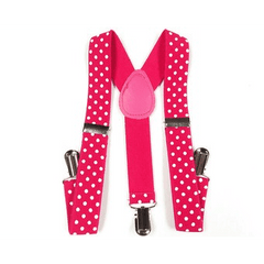 Hot Pink Suspenders with White Polka Dots