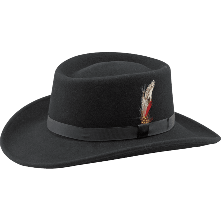 Black Soft Felt Gambler Hat