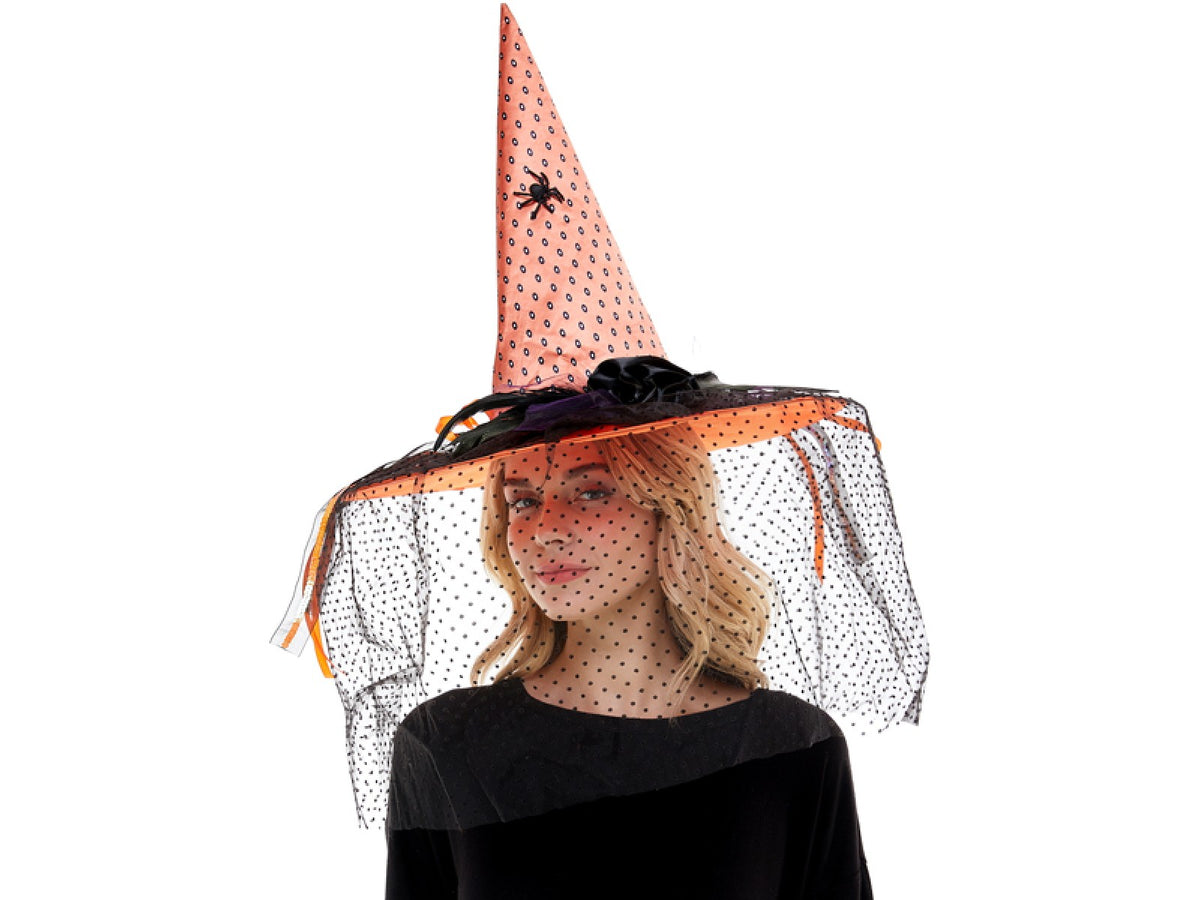 Orange Witch Hat with Veil