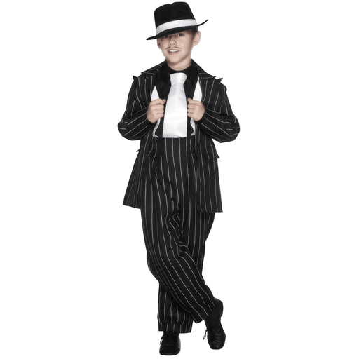 Black w/ White Pinstriped Zoot Suit Kids Costume