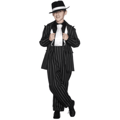 Black w/ White Pinstriped Zoot Suit Kids Costume
