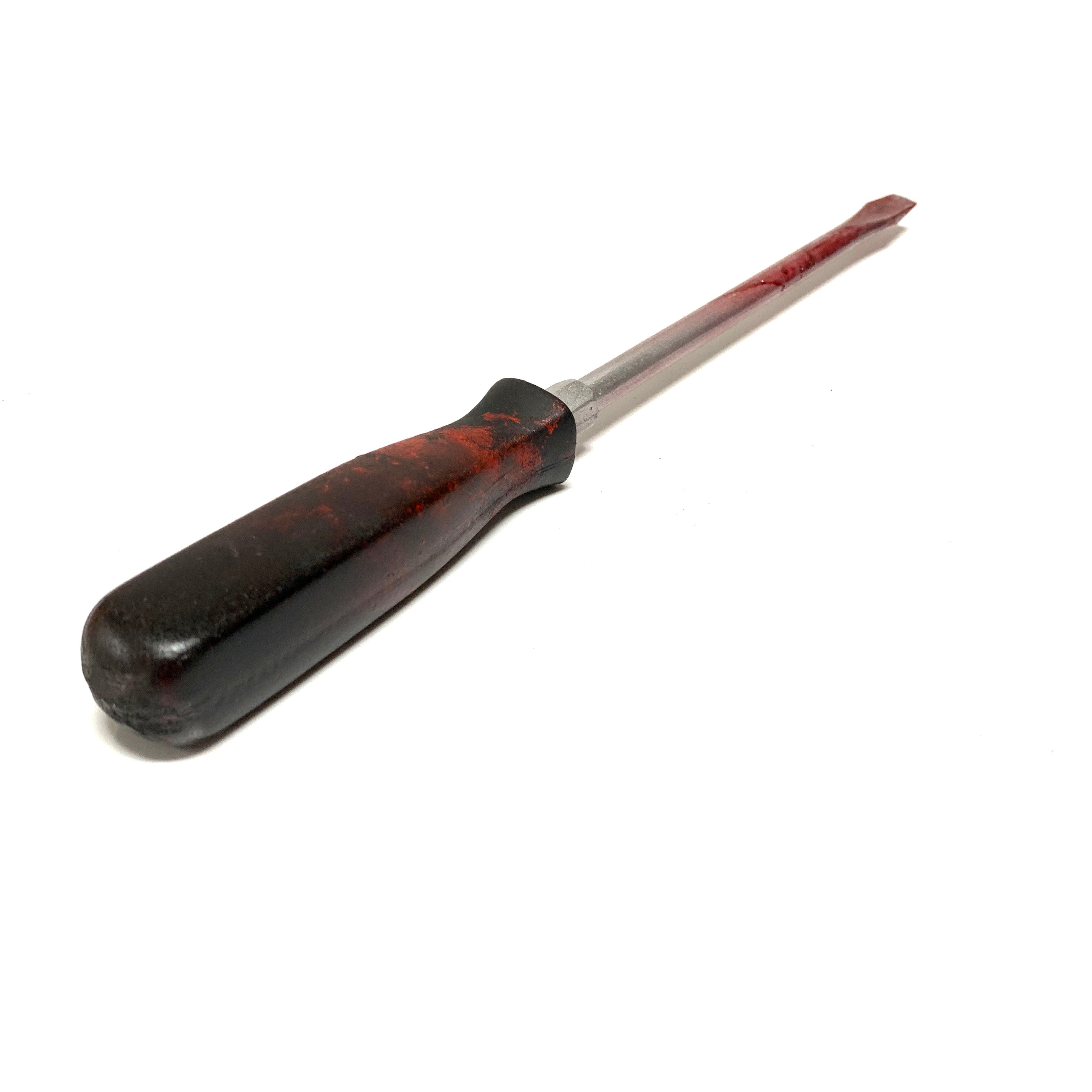 Rigid Plastic Screwdriver Prop - BLOODY - Bloodied Head with Black Handle