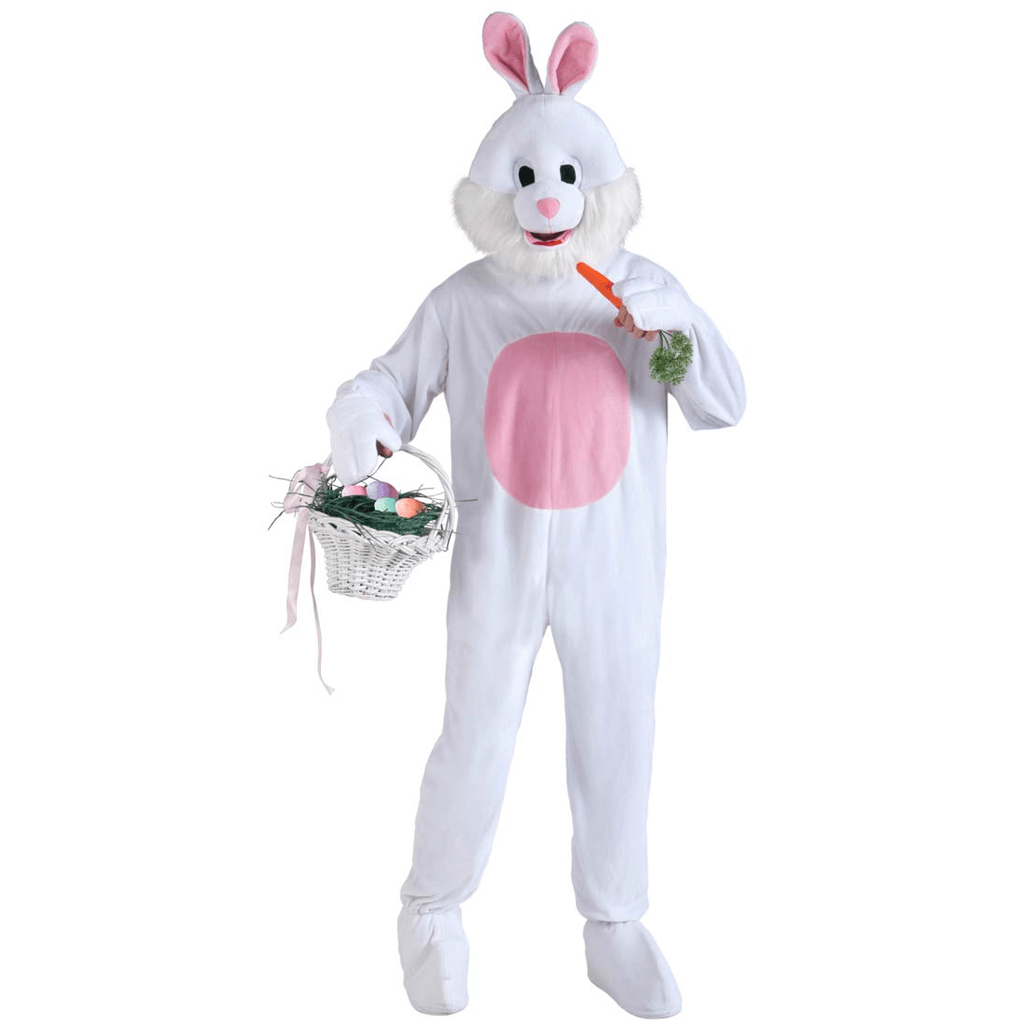 Plush White & Pink Bunny Mascot Costume