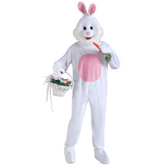 Plush White And Pink Bunny One Size Adult Mascot Costume