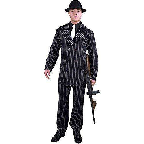 Black Gangster Suit w/ White Pinstripes Adult Costume