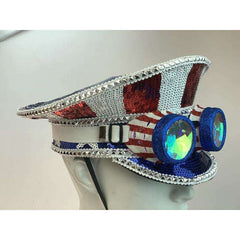 American Flag Sequin Fisherman Hat w/ Goggles