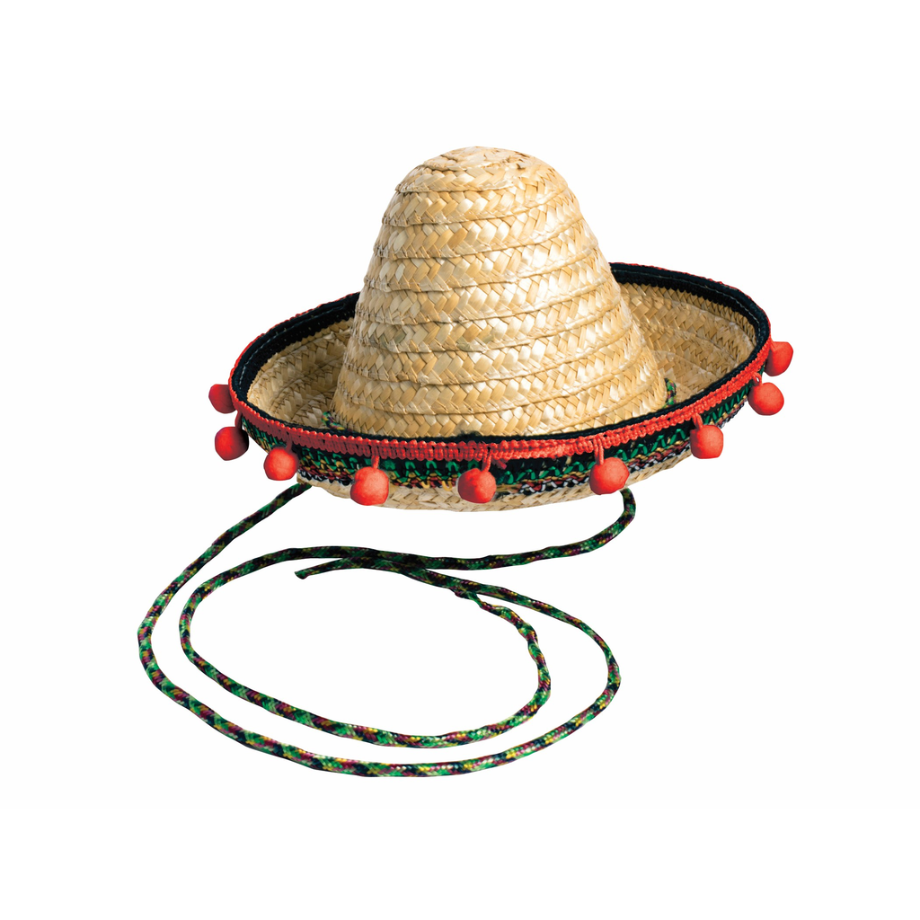 Small Sombrero with Red Pom Poms