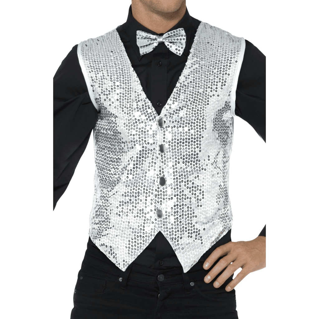 Sparkling Silver Sequin Vest AbracadabraNYC