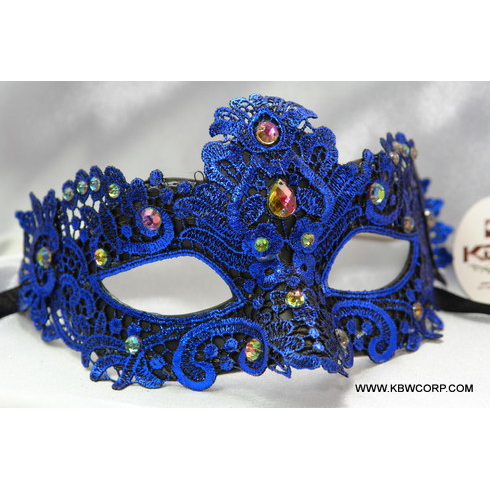 Venetian Lace Mask with Color Crystals