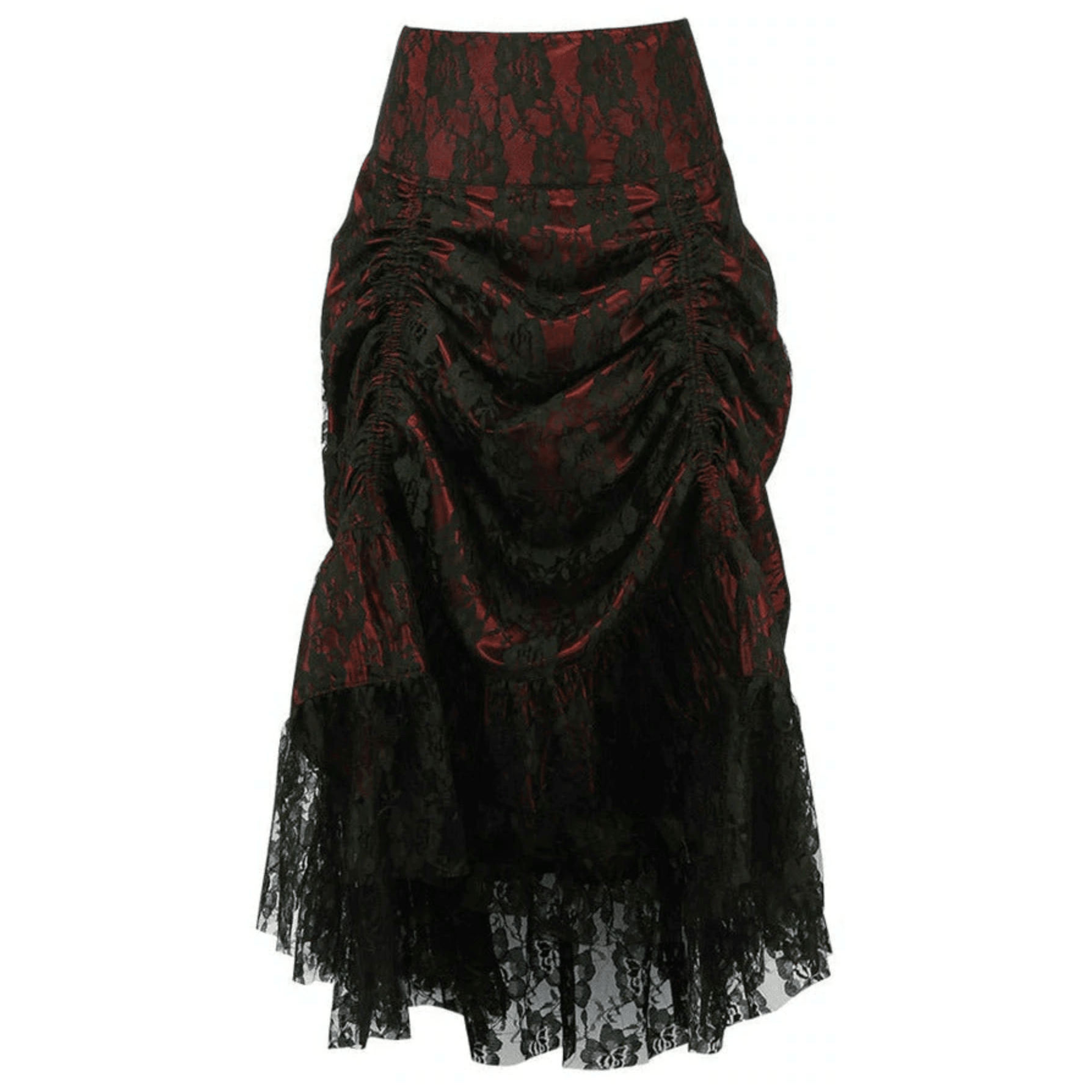 Ruched Bustle Skirt with Black Lace