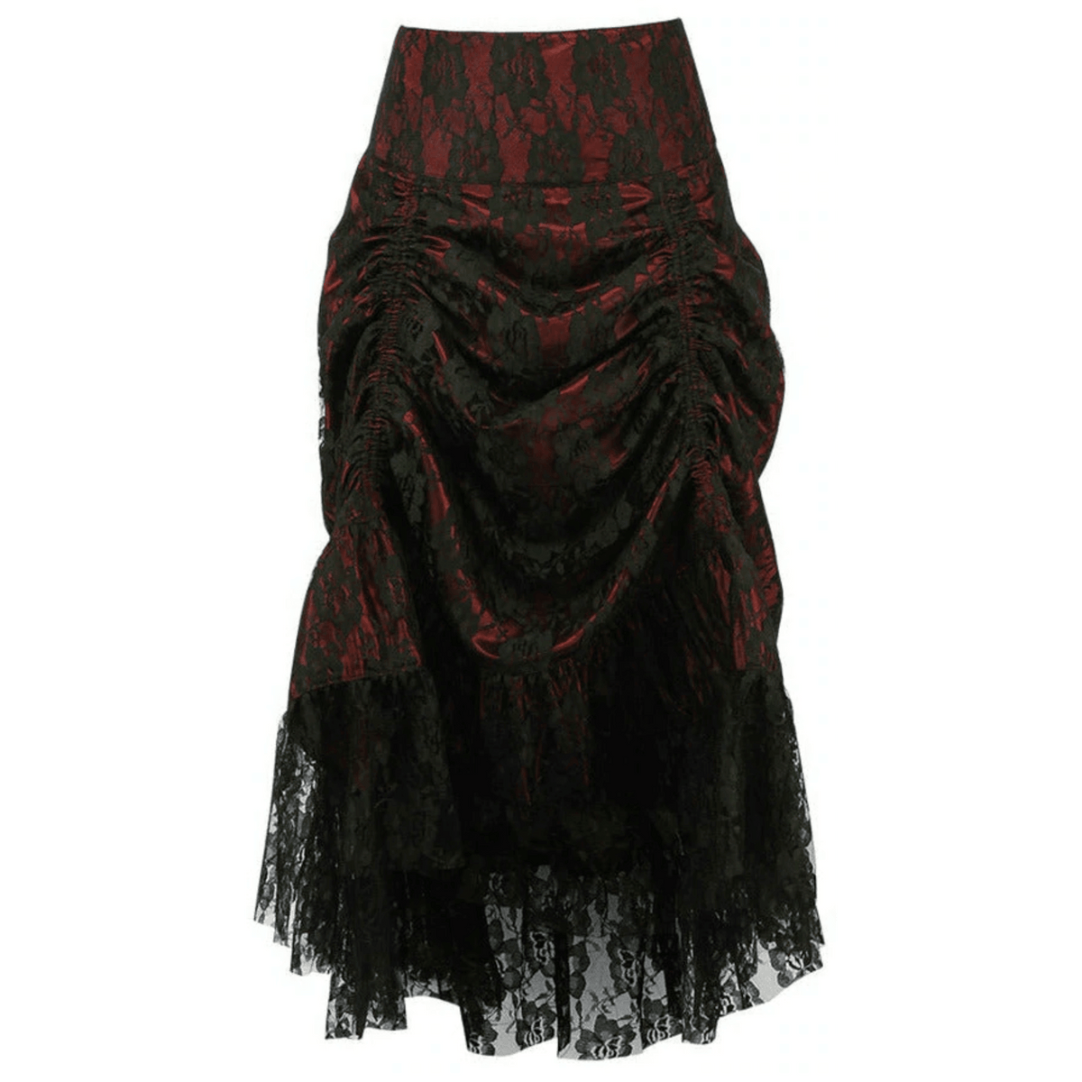 Black Lace Ruched Bustle Skirt