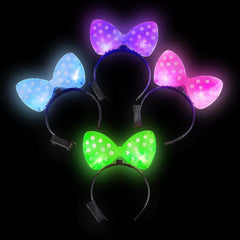 Light Up Plastic Polka Dot Bow Headband